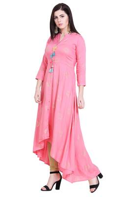 Pink printed cotton kurtas-and-kurtis 3