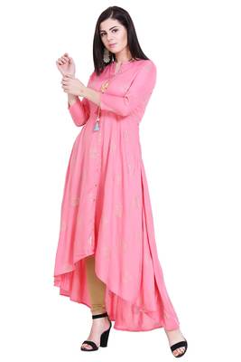 Pink printed cotton kurtas-and-kurtis 4