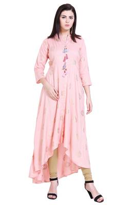 Pink printed cotton kurtas-and-kurtis 1