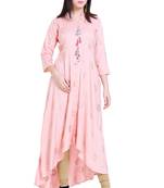 Pink printed cotton kurtas-and-kurtis