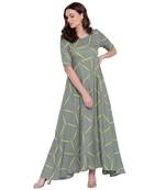 Grey printed cotton kurtas-and-kurtis