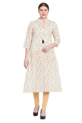 Off-white printed cotton kurtas-and-kurtis 1