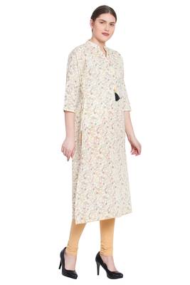 Off-white printed cotton kurtas-and-kurtis 4