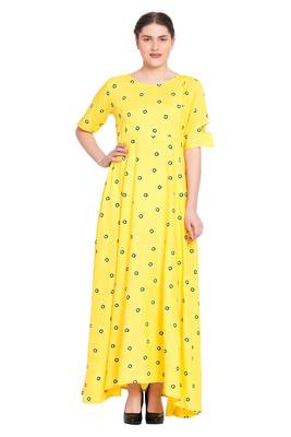 Yellow printed cotton kurtas-and-kurtis 1