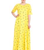 Yellow printed cotton kurtas-and-kurtis