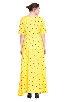 Yellow printed cotton kurtas-and-kurtis 2