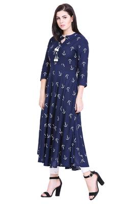 Blue printed cotton kurtas-and-kurtis 4