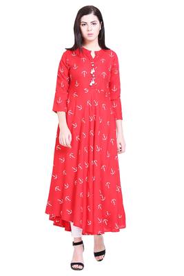 Red printed cotton kurtas-and-kurtis 1