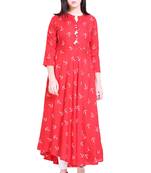 Red printed cotton kurtas-and-kurtis