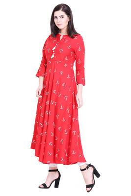 Red printed cotton kurtas-and-kurtis 3