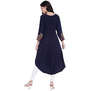 Dark-blue embroidered cotton kurtas-and-kurtis 2