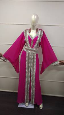 Rani Zari Work Chiffon Polyester Islamic Party Wear Festive Kaftan Jacket 1