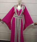 Rani Zari Work Chiffon Polyester Islamic Party Wear Festive Kaftan Jacket