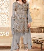 Grey embroidered net salwar