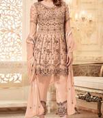 Orange embroidered net salwar
