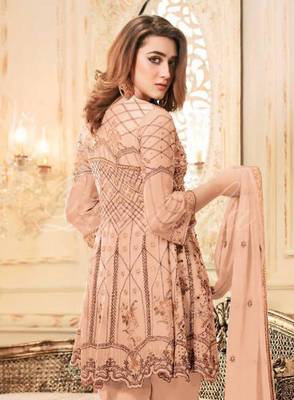 Orange embroidered net salwar 2