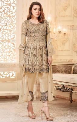Yellow embroidered net salwar 1