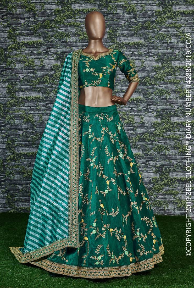 dark green net dupatta for lehenga