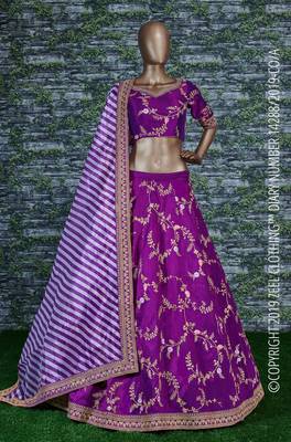 purple embroidered lehenga set choli with dupatta  2