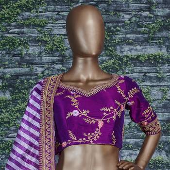 purple embroidered lehenga set choli with dupatta  3
