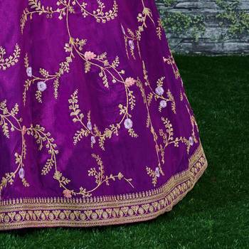 purple embroidered lehenga set choli with dupatta  4
