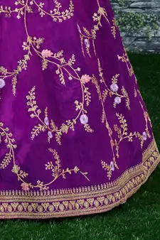 purple embroidered lehenga set choli with dupatta 