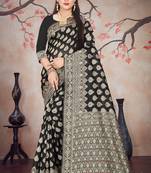 Black woven cotton silk saree with blouse