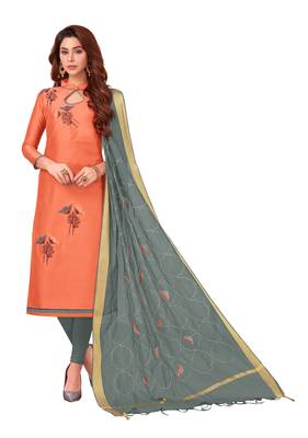 Peach Embroidered Cotton Salwar 1