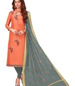 Peach Embroidered Cotton Salwar