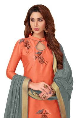 Peach Embroidered Cotton Salwar 2
