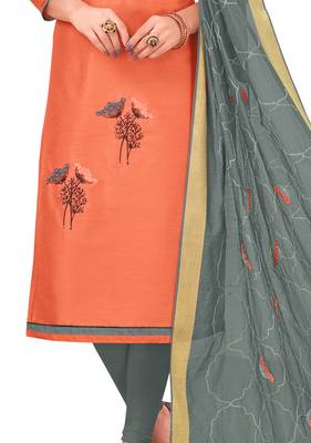 Peach Embroidered Cotton Salwar 3