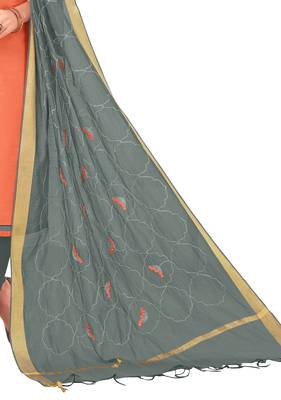 Peach Embroidered Cotton Salwar 4