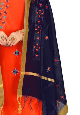 Orange Embroidered Cotton Salwar 4