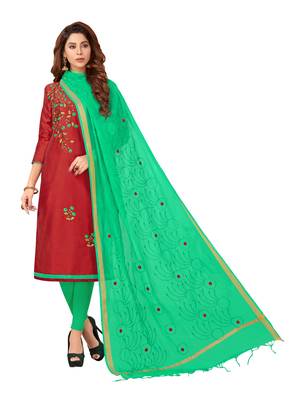 Maroon Embroidered Cotton Salwar 1