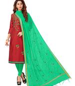 Maroon Embroidered Cotton Salwar