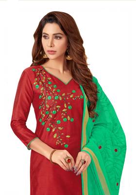 Maroon Embroidered Cotton Salwar 2