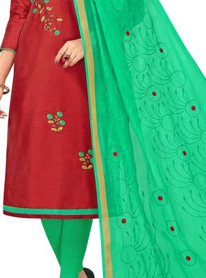Maroon Embroidered Cotton Salwar 3