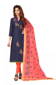 Blue Embroidered Cotton Salwar