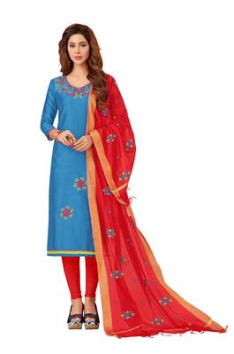 Blue Embroidered Cotton Salwar 1