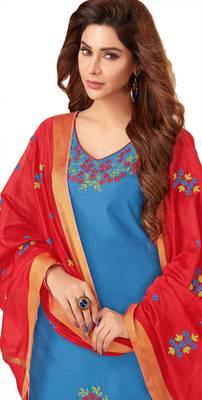 Blue Embroidered Cotton Salwar 2
