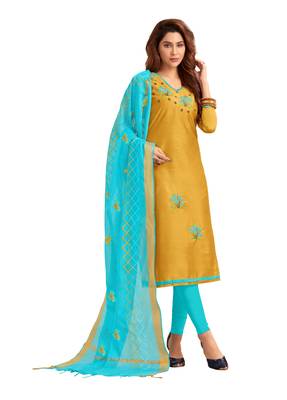 Yellow Embroidered Cotton Salwar 1