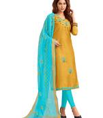 Yellow Embroidered Cotton Salwar