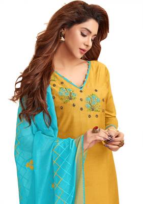 Yellow Embroidered Cotton Salwar 2