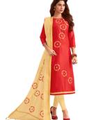 Red Embroidered Cotton Salwar