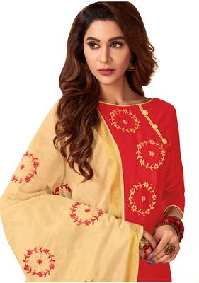 Red Embroidered Cotton Salwar 2