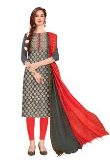 Grey Woven Jacquard Salwar