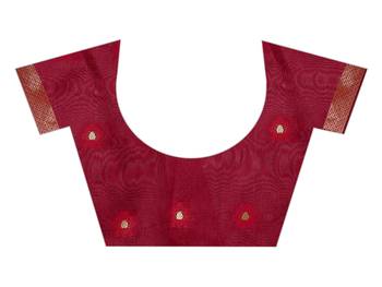 Black woven cotton poly saree with blouse 4