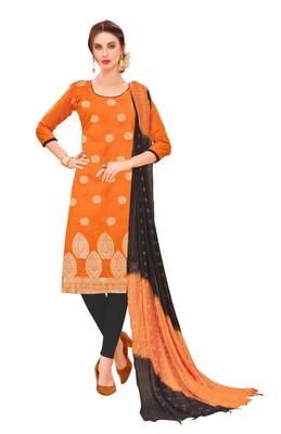 Orange Woven Jacquard Salwar 1
