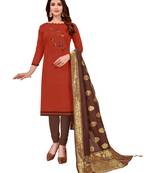 Maroon Embroidered Cotton Salwar
