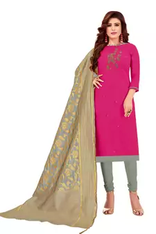 Pink Embroidered Cotton Salwar